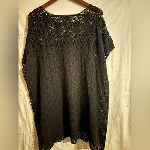 Peruvian Connection black crochet floral top. Layering piece, minimalist